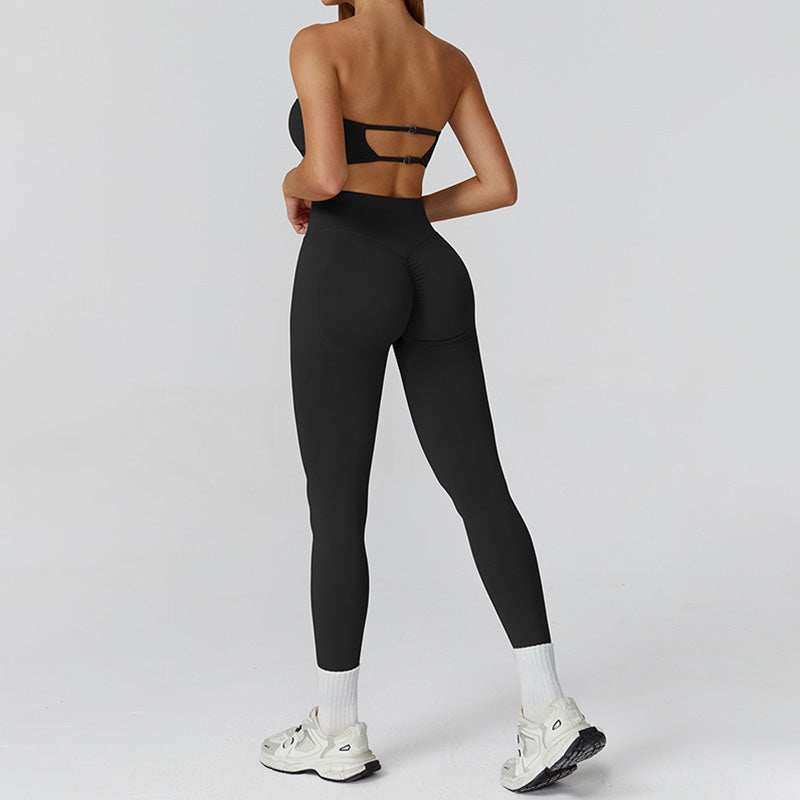 Seamless Tube Sports Bra + High-waisted leggings 2-Piece Set