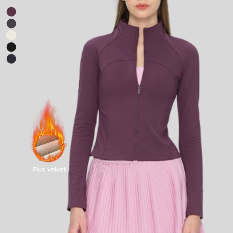 Stand-up collar fleece-lined warm coat