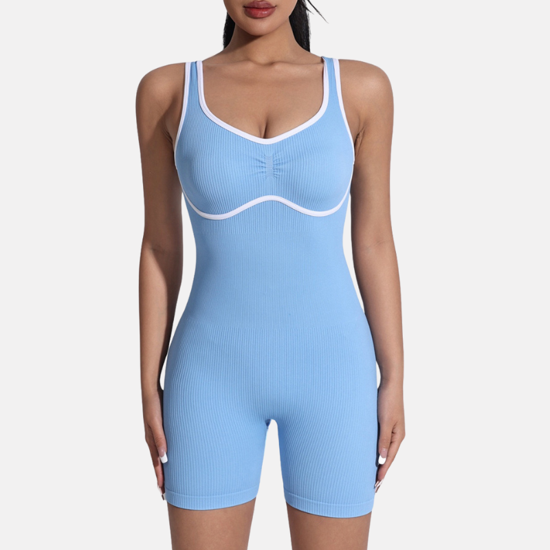 Women's V-neck seamless U-shaped back outdoor yoga jumpsuit