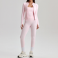 Women's Activewear Zip-up Long-Sleeve Jacket & Straight-Leg Pants Yoga Set