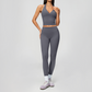 Wholesale Women's Cream-Feel Fleece Deep-V Halter Neck Tank Top & Leggings Set