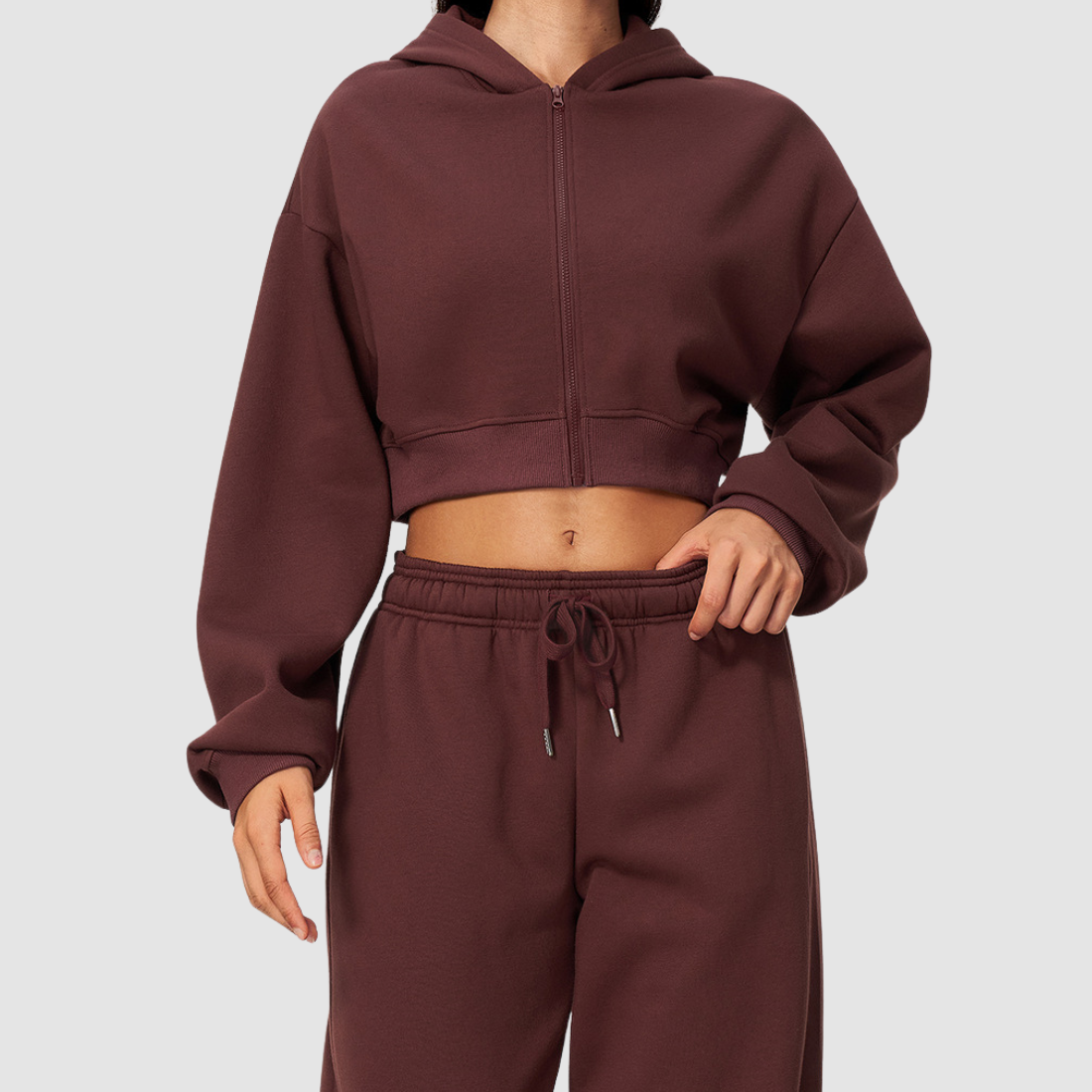 Wholesale Women's Zip Up Hoodie – Cropped Fleece-Lined Sport Jacket