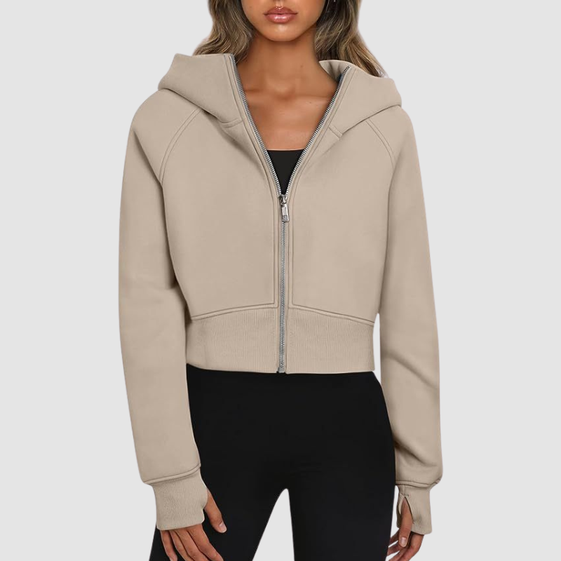 Wholesale Cropped Zip Up Hoodie