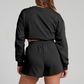 Wholesale solid color long sleeved sweatshirt+shorts set