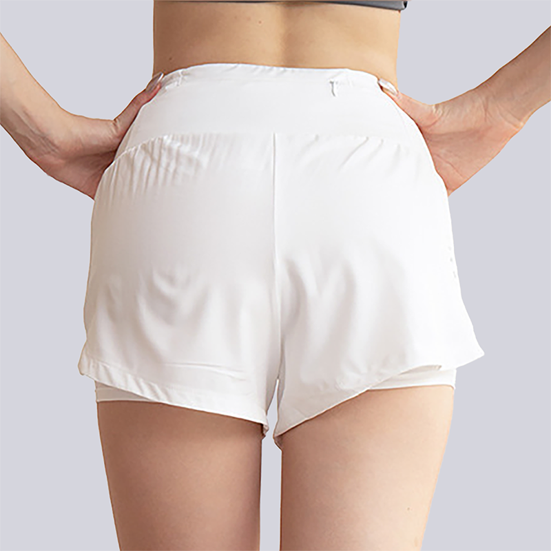 Wholesale Women's Fake Two-Piece Yoga Shorts – Quick-Dry Anti-Exposure
