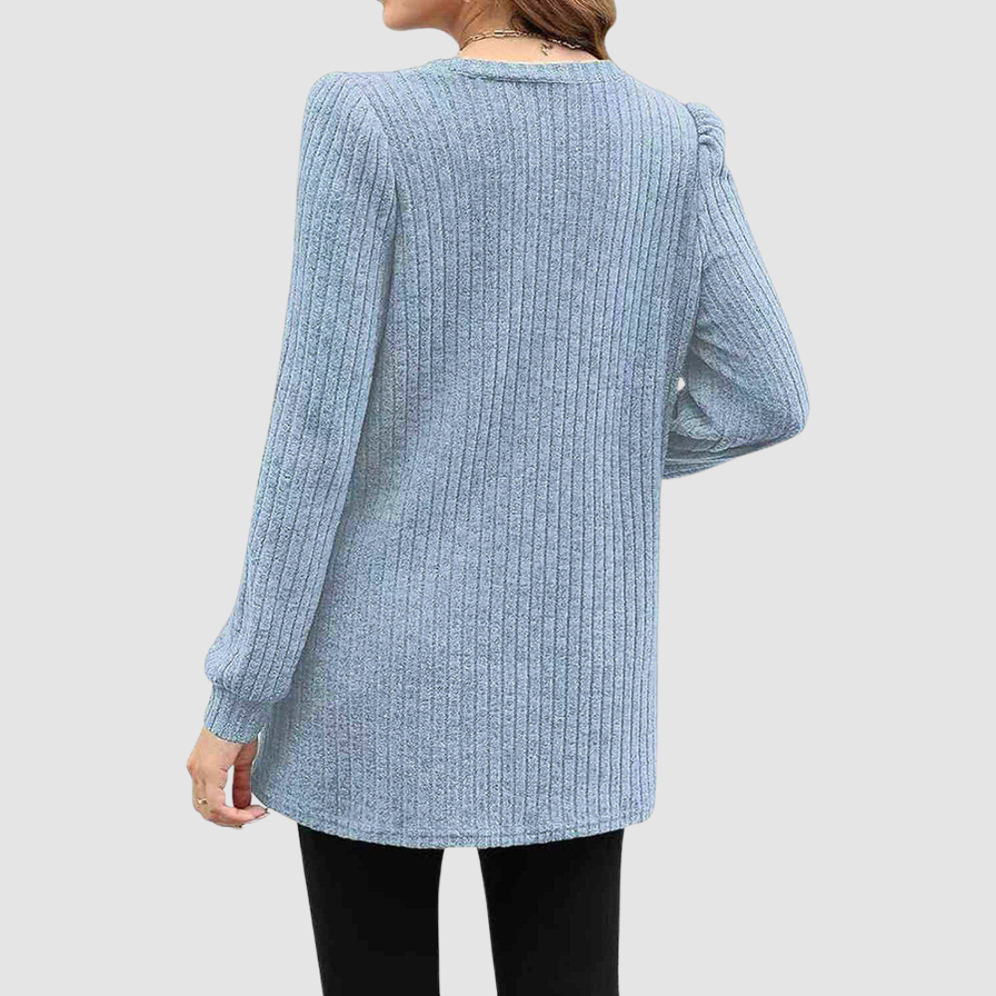 Wholesale Women’s Ribbed Pocket Tunic Sweater – Mid-Long Knit Pullover