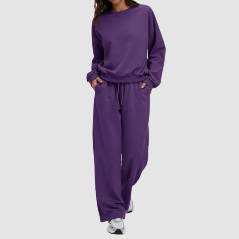 Wholesale loose round neck sweatshirt + loose sweatpants