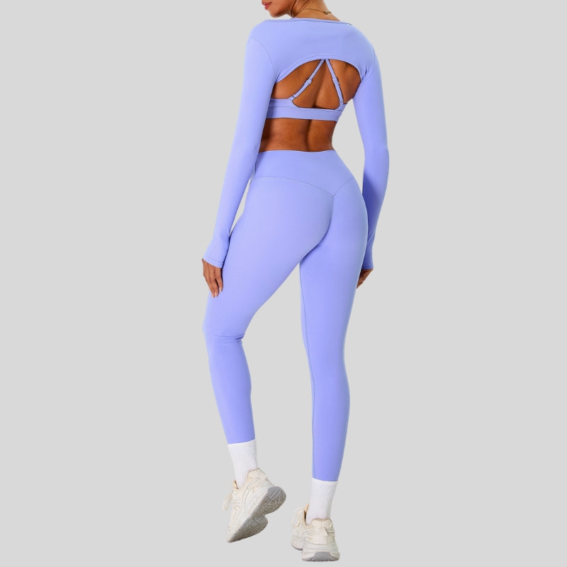 Naked Feel Sports Bra+long sleeve jacket+Legging 3-Piece Set