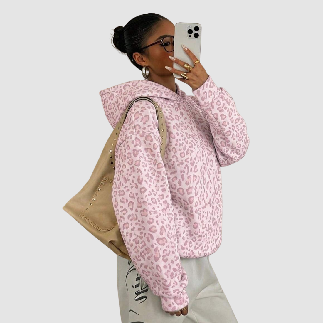 Wholesale Women's Leopard Print Pullover Hoodie – Loose Long Sleeve Sweatshirt