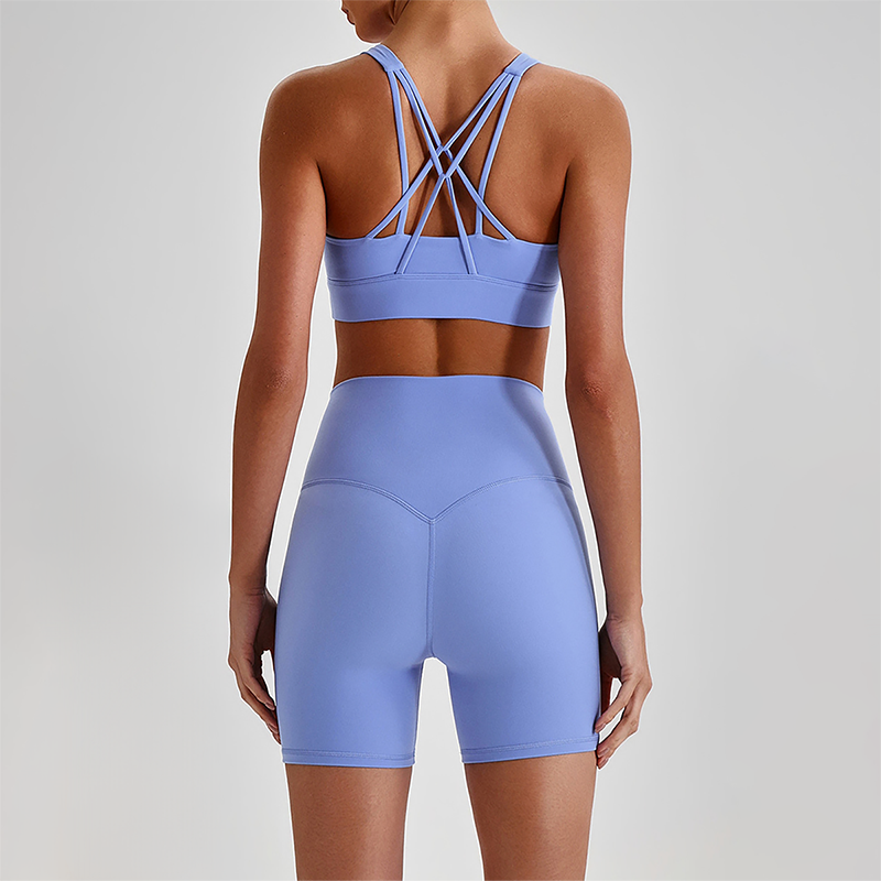 Wholesale Women's Quick-Dry Naked Feel Vest+Fitted Biker Shorts Yoga Set