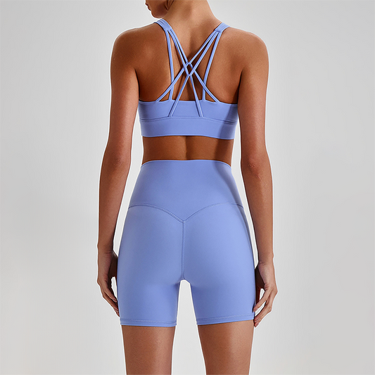 Wholesale Women's Quick-Dry Naked Feel Vest+Fitted Biker Shorts Yoga Set