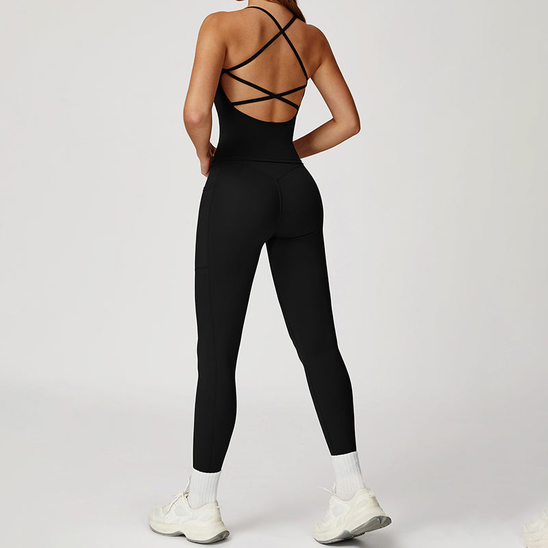 Snug-Fit Tank Top + V-Shaped Waistline Leggings 2-Piece Set