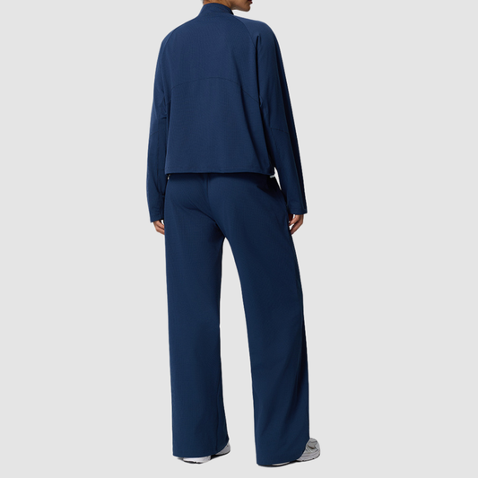 Wholesale Women’s Waffle Knit Active Set – Stand-Collar Long Sleeve & Pants