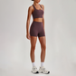 Wholesale Cross-Back Sports Bra & High-Waist Biker Shorts Set – Naked-Feel Quick-Dry Yoga 2-Piece