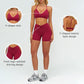 Removable bra pads + high-waisted pleated shorts 2-piece set
