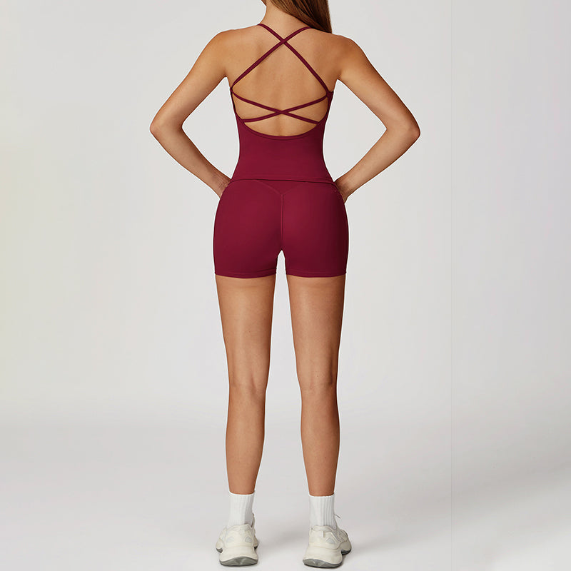 Snug-Fit Tank Top + Butt-Lifting Shorts 2-Piece Set