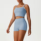 Layered-Look Spaghetti Strap Crop Top + High-Waisted Butt-Lifting Shorts 2-Piece Set