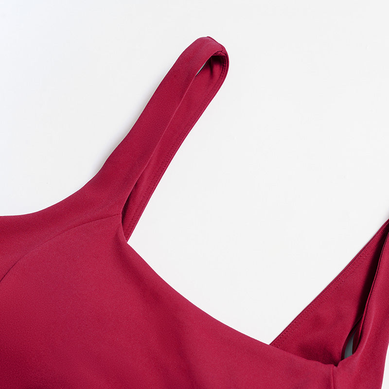 Wide-strap supportive sports bra