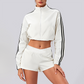Wholesale Zebra striped zip-up long-sleeved jacket + high-waisted athletic shorts (Pre-sale)