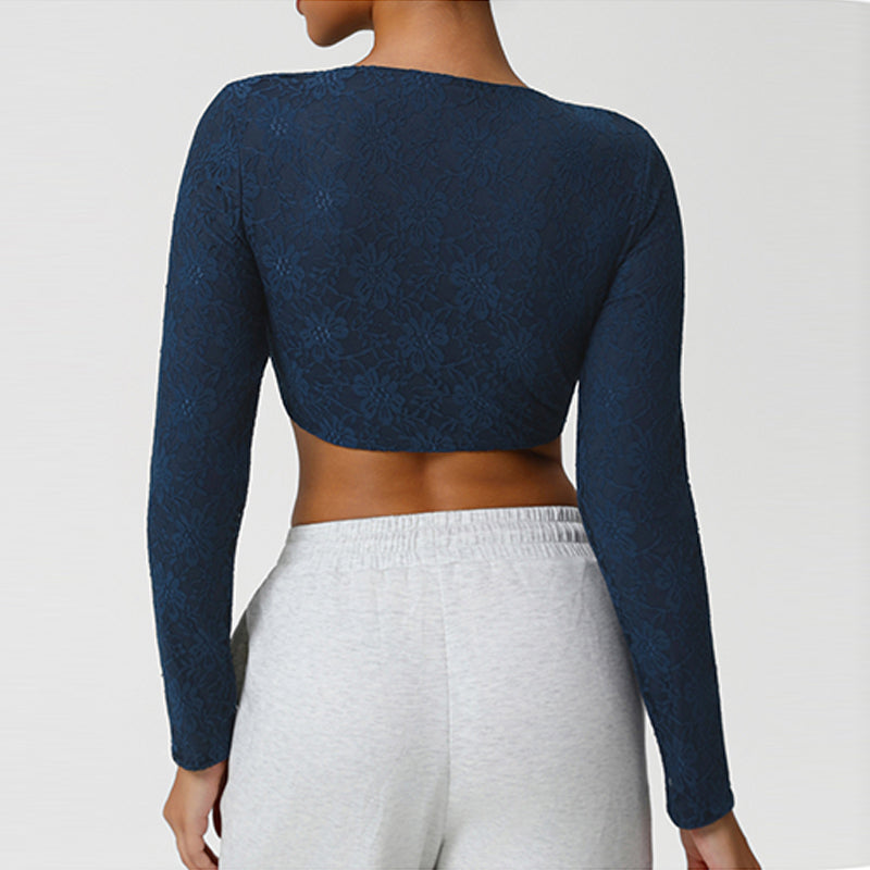 Lace Cropped Sports Long Sleeve