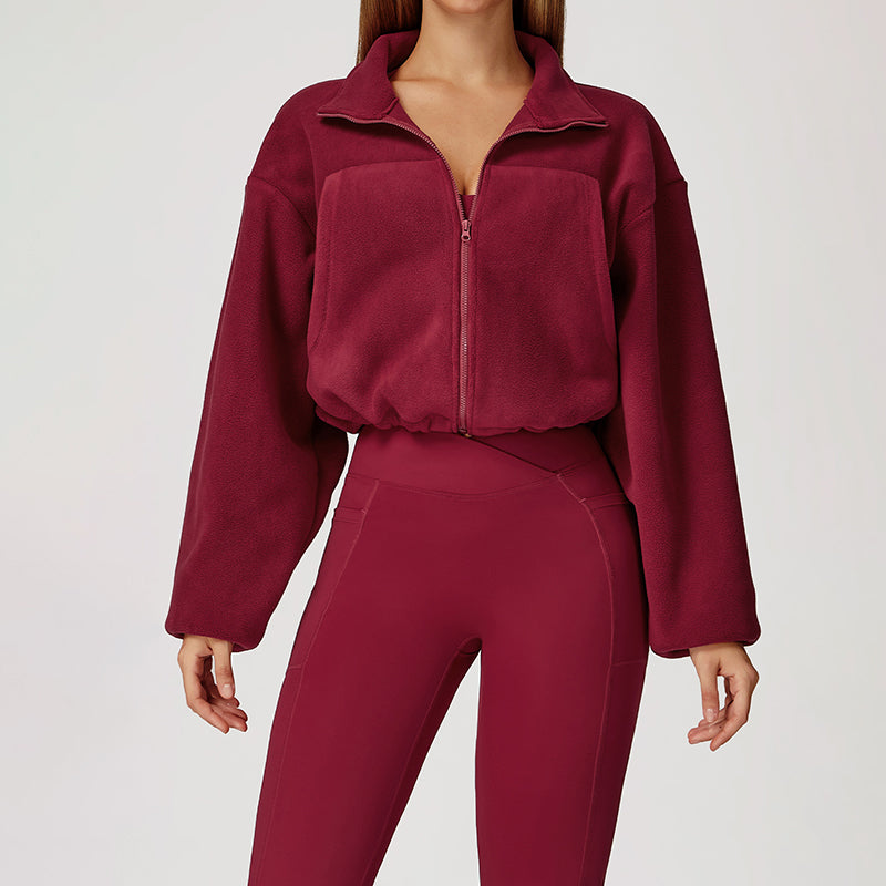 Stand collar windproof polar fleece jacket