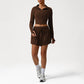 Snug-Fit Naked-Feel Hooded Jacket + High-waisted Loose Drawstring Shorts 2-Piece Set