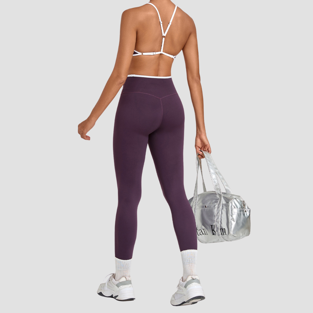 Wholesale Colorblock Piping Yoga Set Adjustable Strap Sports Bra & Leggings