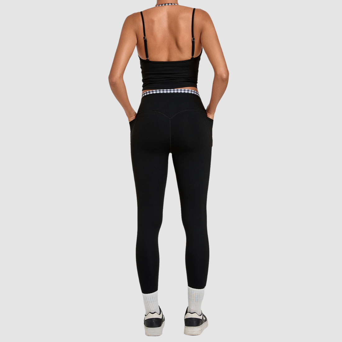 Wholesale Women's Retro Print Yoga Fake Two-Piece Vest+Flared-Leg Pants Set