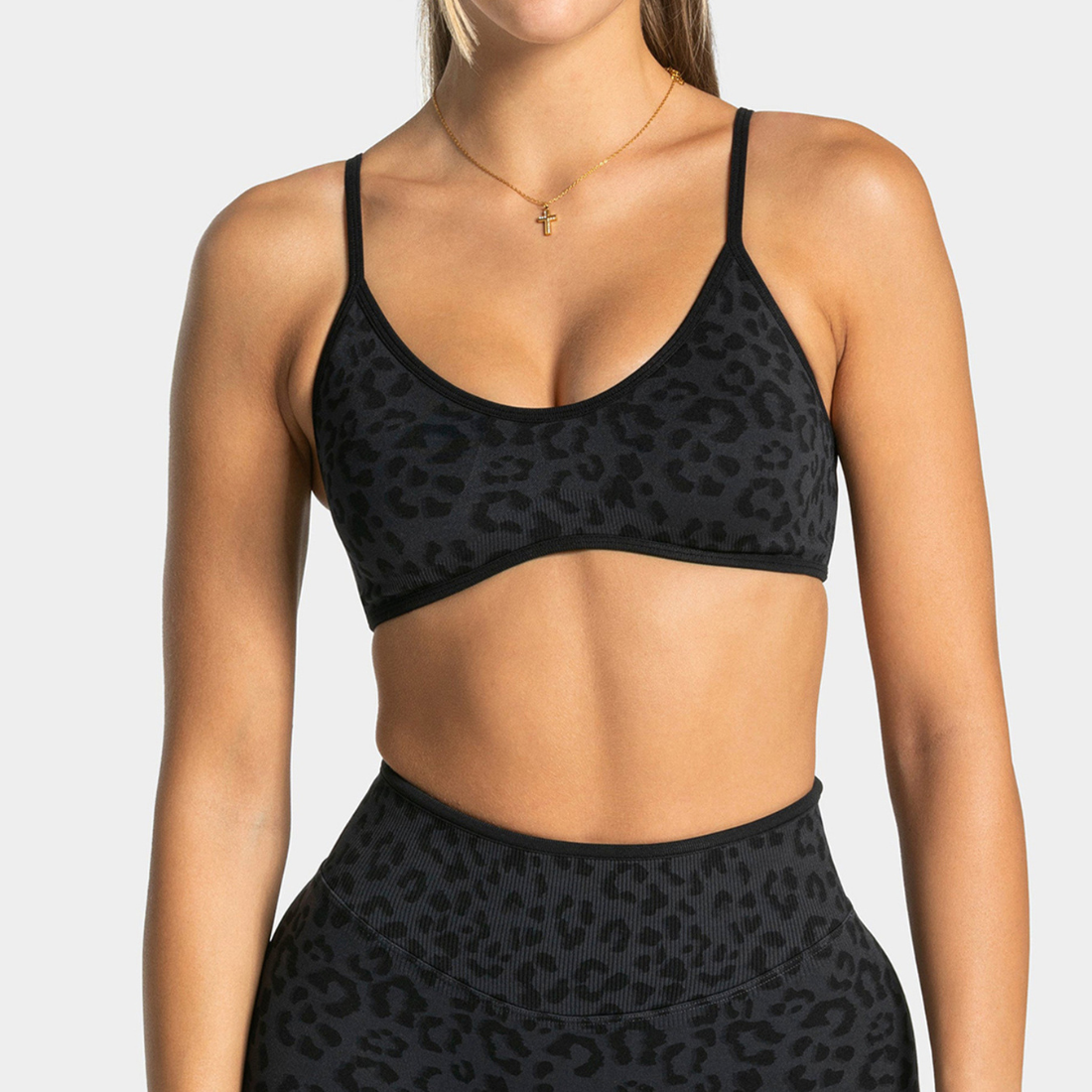 Wholesale Women's Seamless Leopard Print Sports Bra with Chest Pad