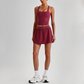 Wholesale Sleeveless Sports Top & Pleated Tennis Skirt Set – Quick-Dry Athletic 2-Piece with Built-In Shorts
