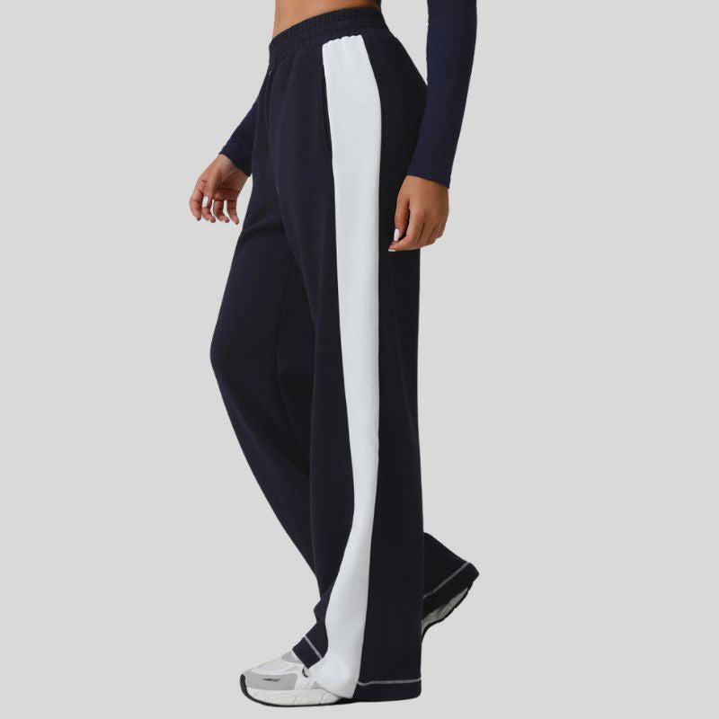 Color-blocked wide-leg casual sweatpants