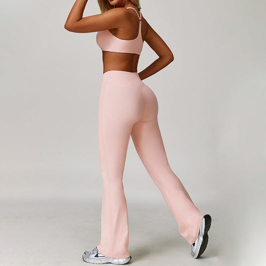 Brushed yoga bra + Flared Leg pants 2-piece set
