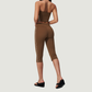 Wholesale Women's Brushed Strapless Tube Top & Mid-Length Leggings Set – Padded Yoga Fitness 2-Piece