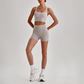 Wholesale Cross-Back Sports Bra & High-Waist Biker Shorts Set – Naked-Feel Quick-Dry Yoga 2-Piece