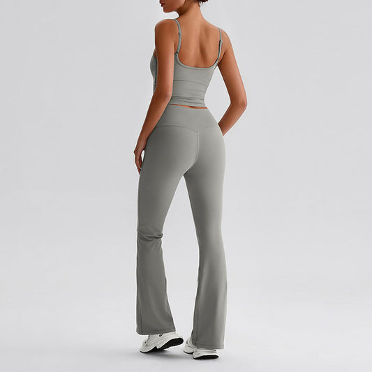 Thin straps tank top + Flared Leg pants 2-piece set