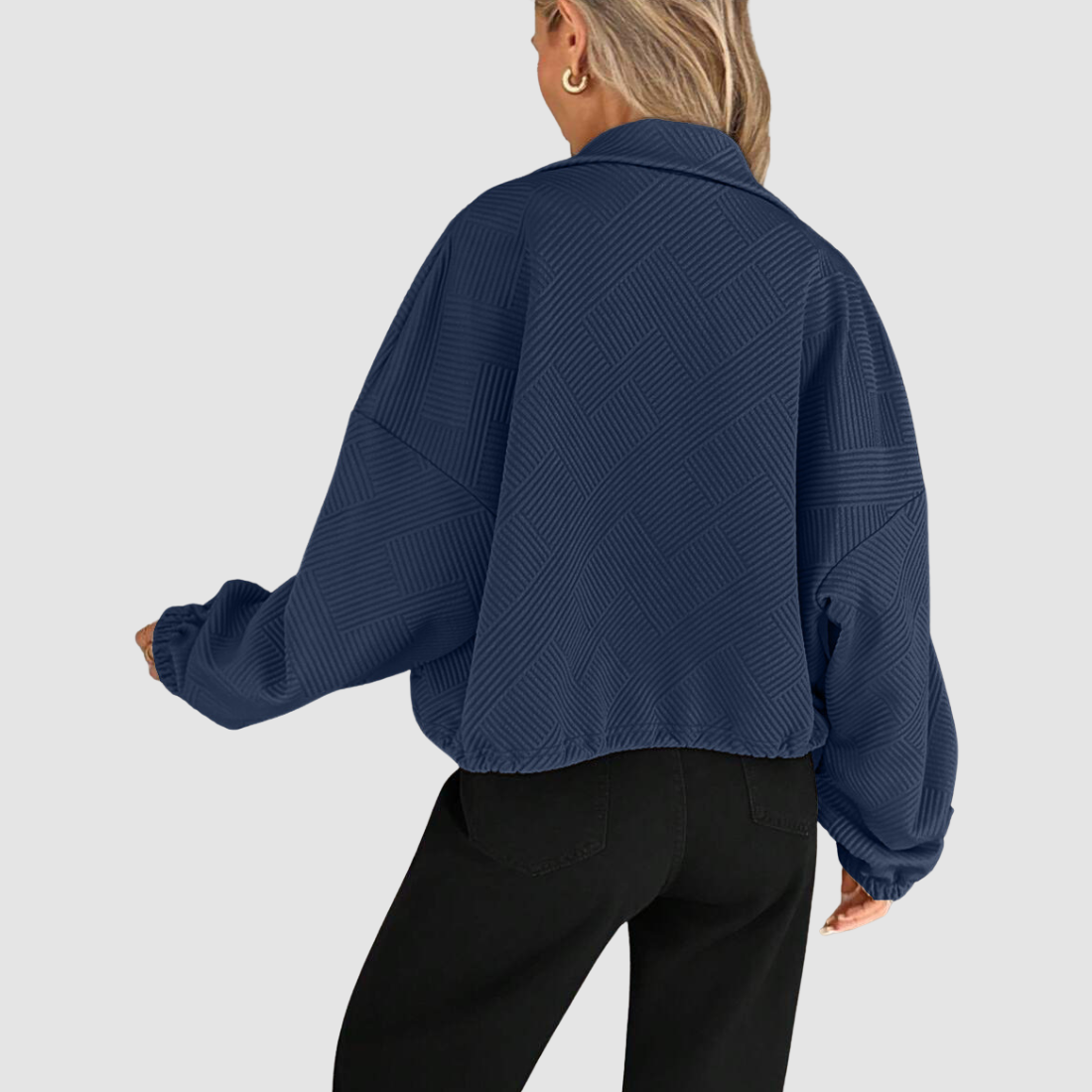 Wholesale Women's Stand-Collar Zip Jacket – Loose Drawstring Pocket Outerwear