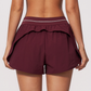 Wholesale Women's Brushed Sports Shorts – Fake Two-Piece Anti-Exposure Yoga Shorts