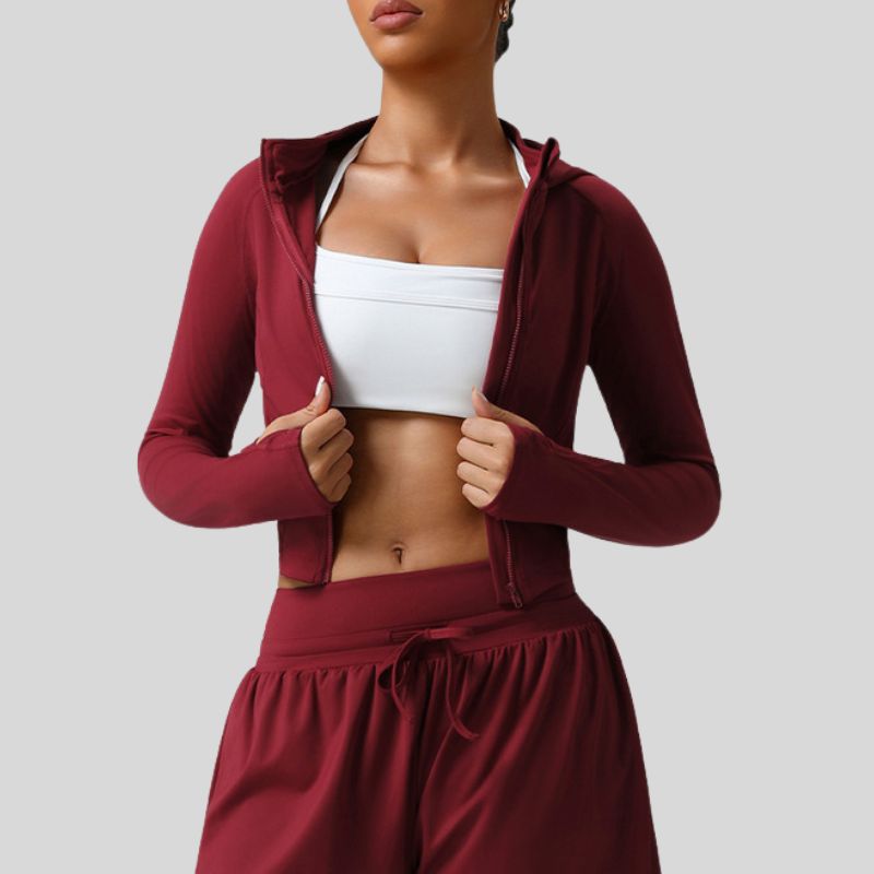 Slim fit cropped long-sleeved yoga jacket