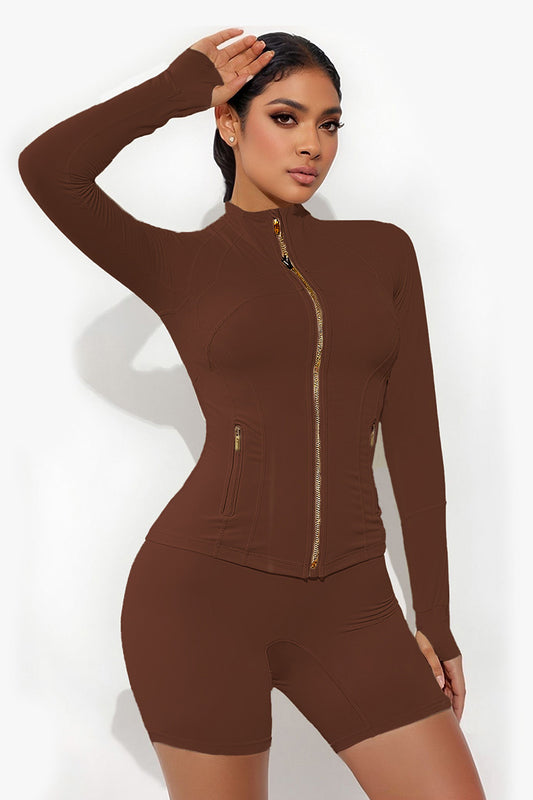 Wholesale Slimming nude running fitness zipper | Wonderxfans bulk activewear