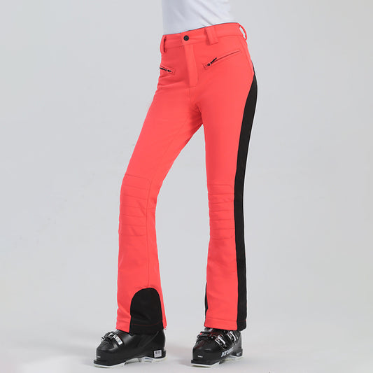 Women's Waterproof Thickened Warm Color-Blocked Ski Pants