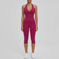 Wholesale V-neck halter top + high-waisted cropped pants set