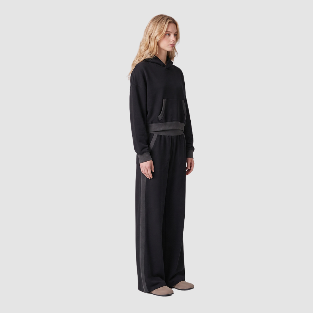 Wholesale Unisex Contrast Hoodie Sweatpants Sets