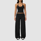 Wholesale Breathable Tank Top& Fold-up High Waist Flare Leggings Set