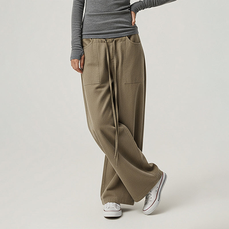Drawstring cargo casual pants