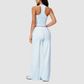 Wholesale Breathable Tank Top& Fold-up High Waist Flare Leggings Set
