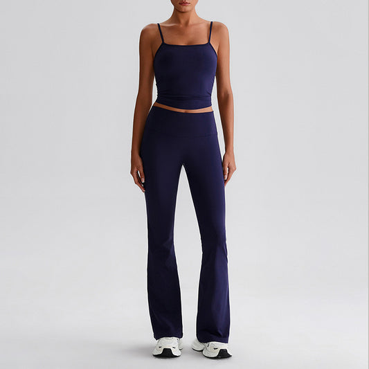 Thin straps tank top + Flared Leg pants 2-piece set