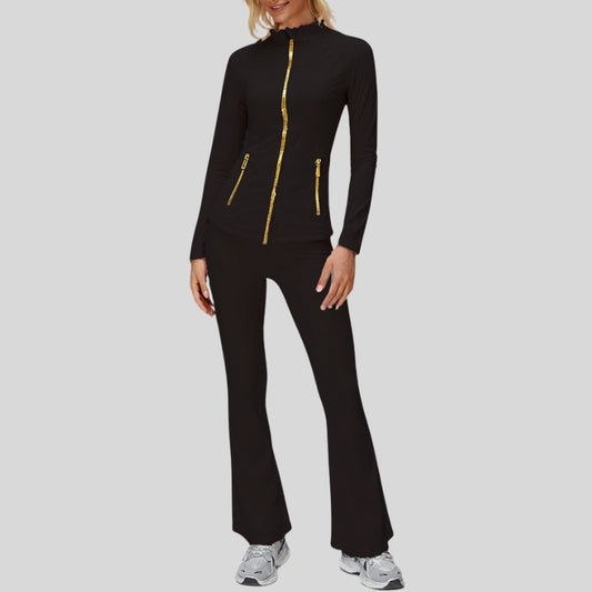 Wholesale High-Waist Flare Legging with Stand | Wonderxfans bulk activewear