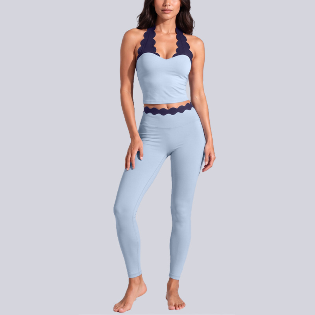 Women's Activewear Padded Halter Top & High-Waist Leggings Yoga Set