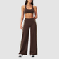 Nude-feel removable padded bra + high waist + high-waisted pants set