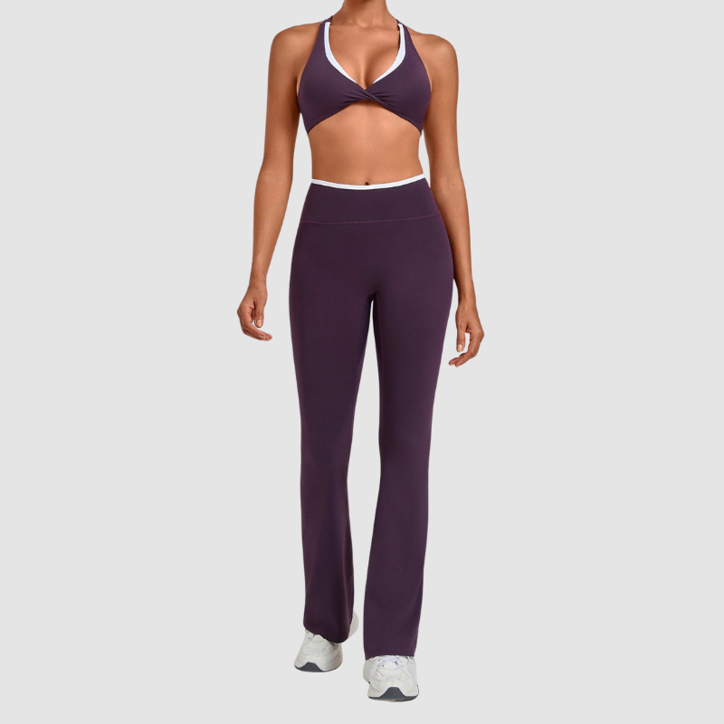 Wholesale Colorblock Yoga Set Sports Bra & Flare Pants – Naked Feel Activewear